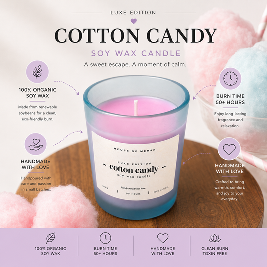 Cotton Candy - Luxe Edition | Frosted Jar Scented Candle | Luxury Home Décor & Gifting