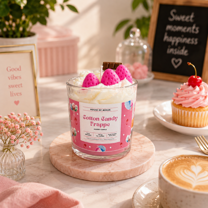 Cotton Candy Frappe - Pretty Pink | Designer Jar Scented Candle | Luxury Home Décor & Gifting