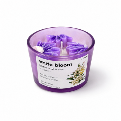 Broken Daisy On Jar - White Bloom  | Shot Glass Scented Candle | Luxury Home Décor & Gifting