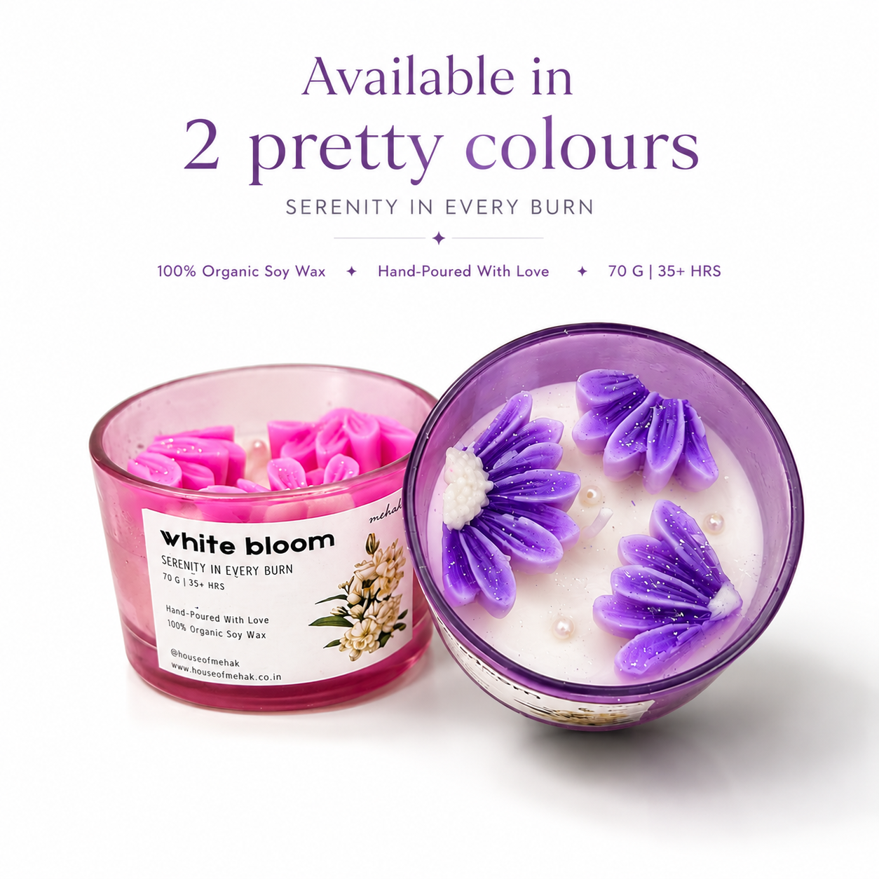 Broken Daisy On Jar - White Bloom  | Shot Glass Scented Candle | Luxury Home Décor & Gifting