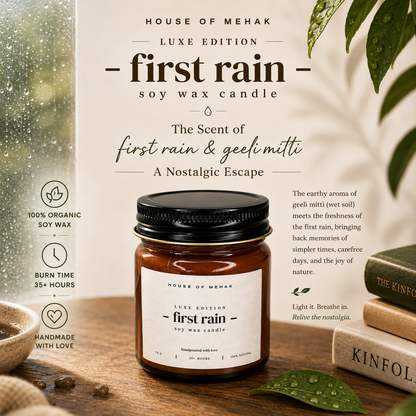 First Rain - Luxe Edition | Amber Jar Scented Candle | Luxury Home Décor & Gifting