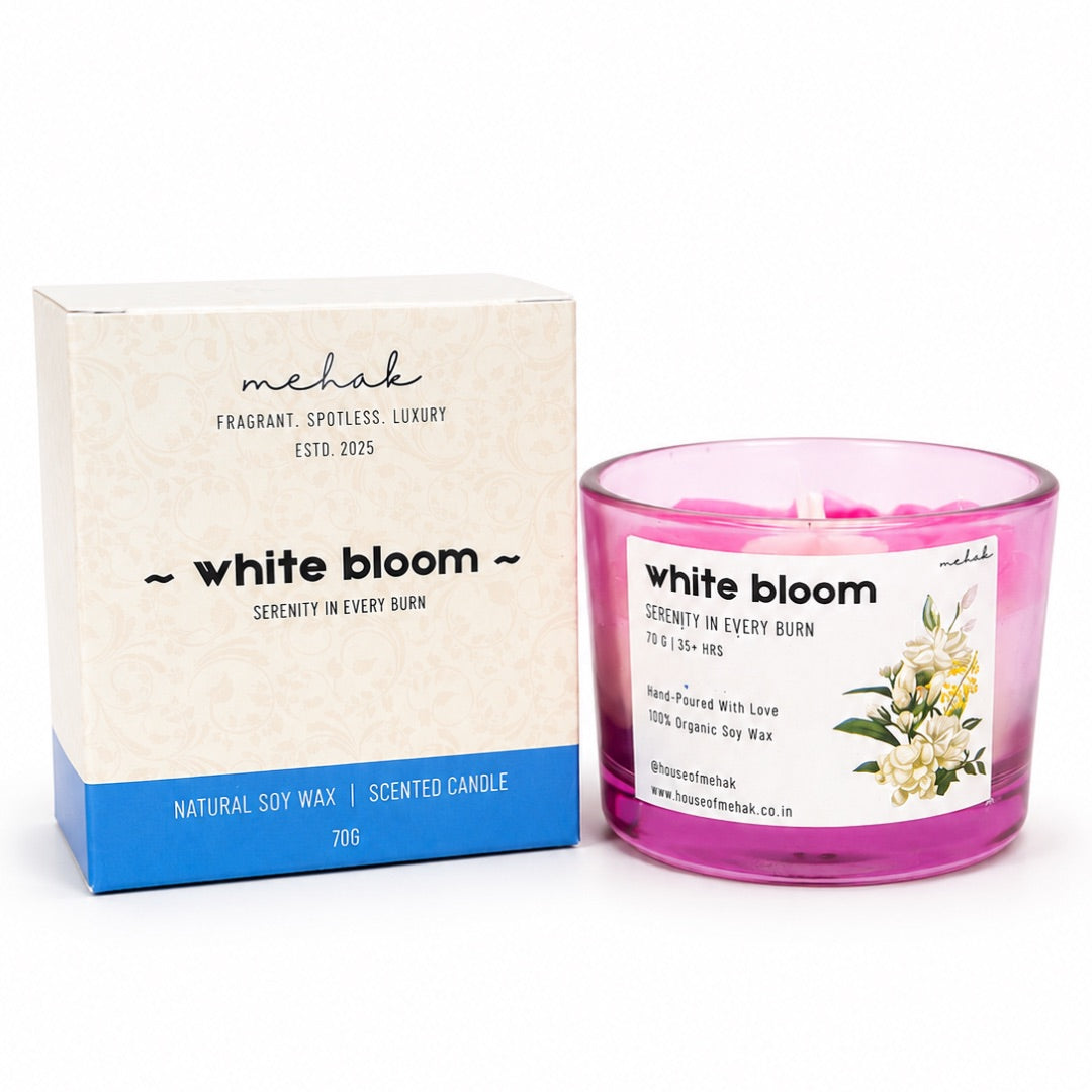 Broken Daisy On Jar - White Bloom  | Shot Glass Scented Candle | Luxury Home Décor & Gifting