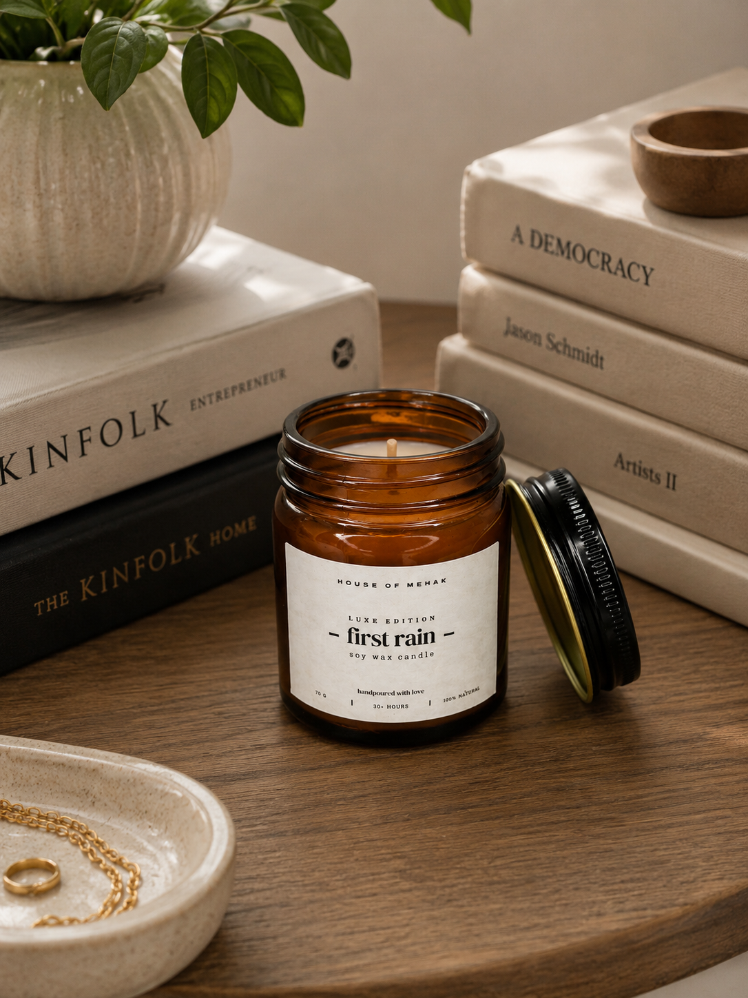 First Rain - Luxe Edition | Amber Jar Scented Candle | Luxury Home Décor & Gifting