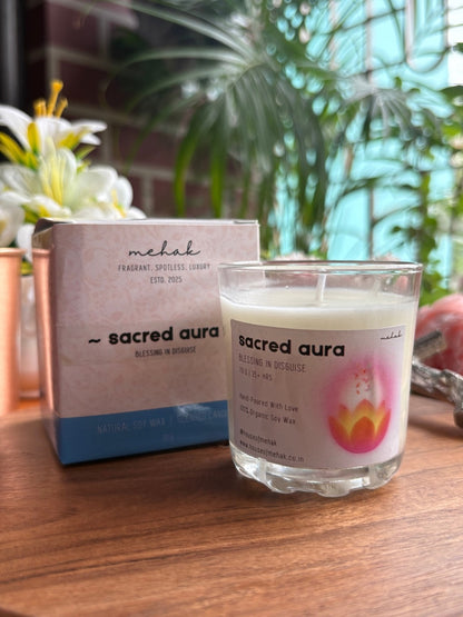 Sacred Aura - Kesar Chandan  | Shot Glass Scented Candle | Luxury Home Décor & Gifting