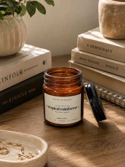 Tropical Rainforest - Luxe Edition | Amber Jar Scented Candle | Luxury Home Décor & Gifting l