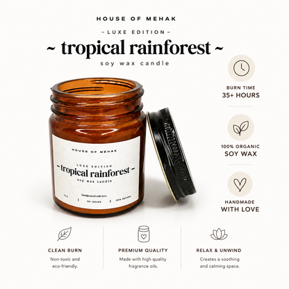 Tropical Rainforest - Luxe Edition | Amber Jar Scented Candle | Luxury Home Décor & Gifting l