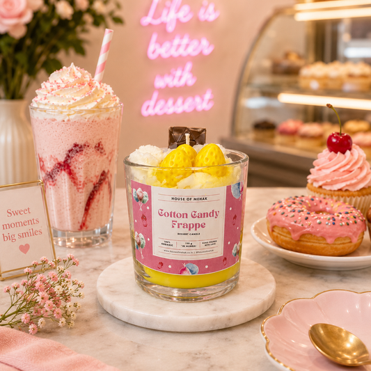 Cotton Candy Frappe - Sunny Yellow | Designer Jar Scented Candle | Luxury Home Décor & Gifting