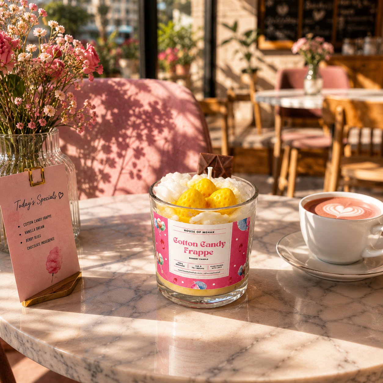 Cotton Candy Frappe - Sunny Yellow | Designer Jar Scented Candle | Luxury Home Décor & Gifting