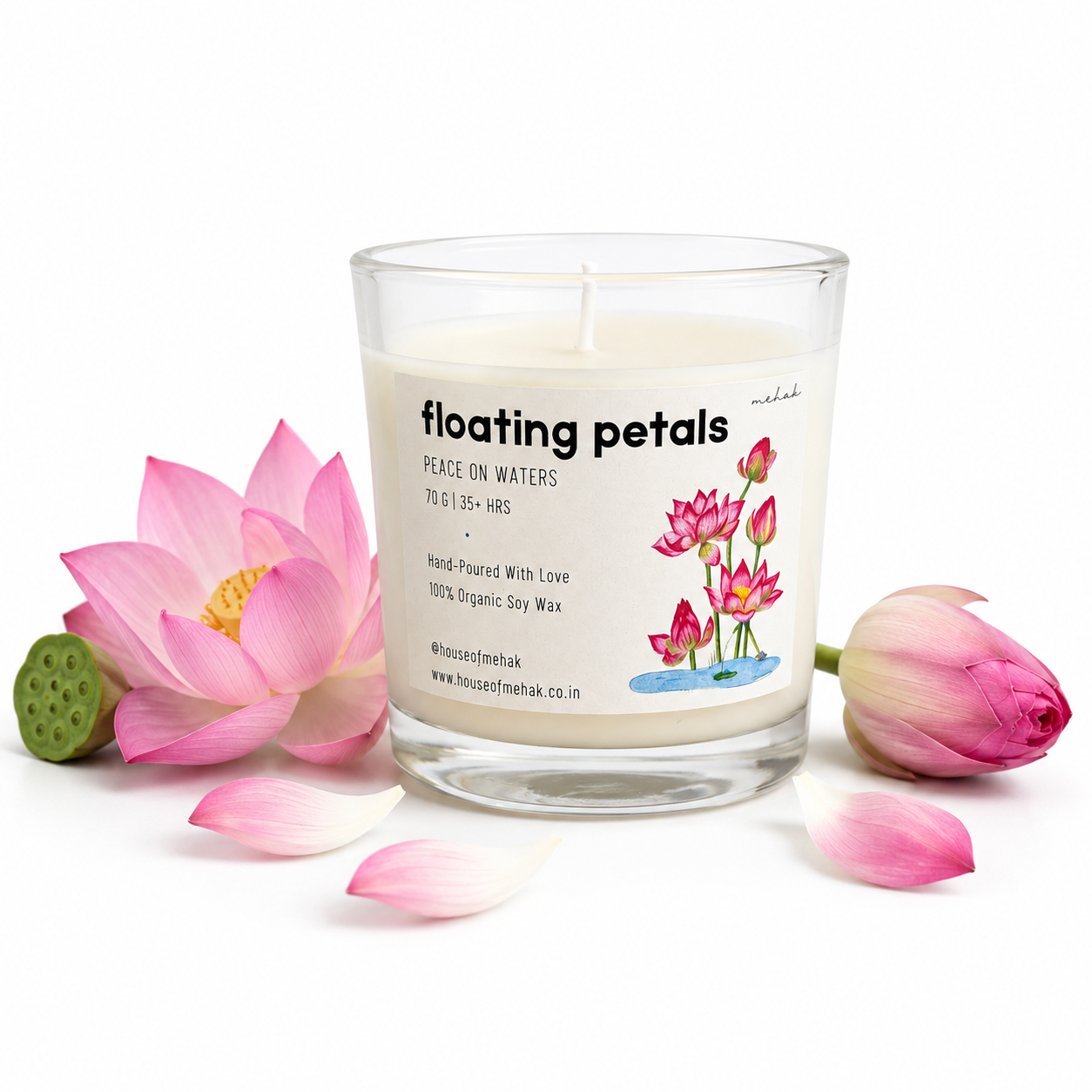 Floating Petals - Lotus  | Shot Glass Scented Candle | Luxury Home Décor & Gifting