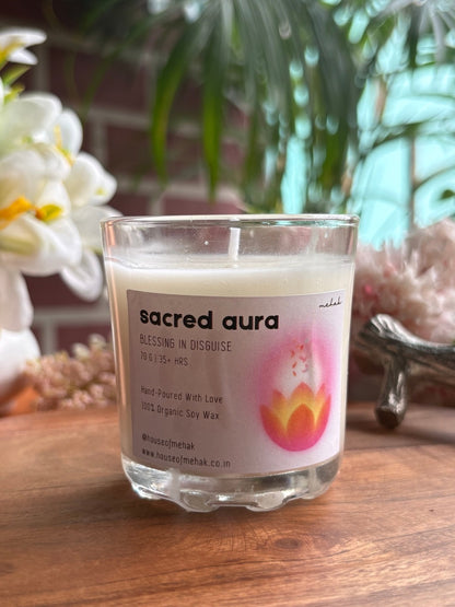 Sacred Aura - Kesar Chandan  | Shot Glass Scented Candle | Luxury Home Décor & Gifting