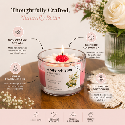 Daisy On Jar - White Whisper  | Shot Glass Scented Candle | Luxury Home Décor & Gifting