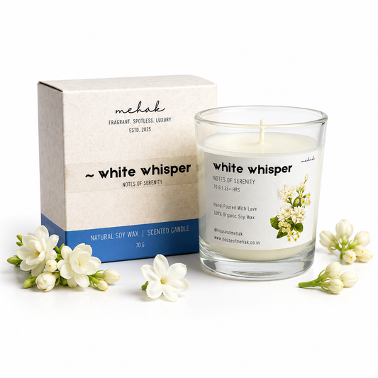 White Whisper - Beli/Mogra  | Shot Glass Scented Candle | Luxury Home Décor & Gifting