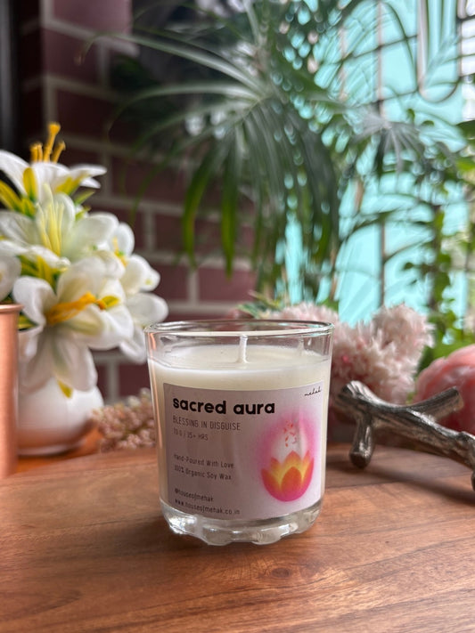 Sacred Aura - Kesar Chandan  | Shot Glass Scented Candle | Luxury Home Décor & Gifting