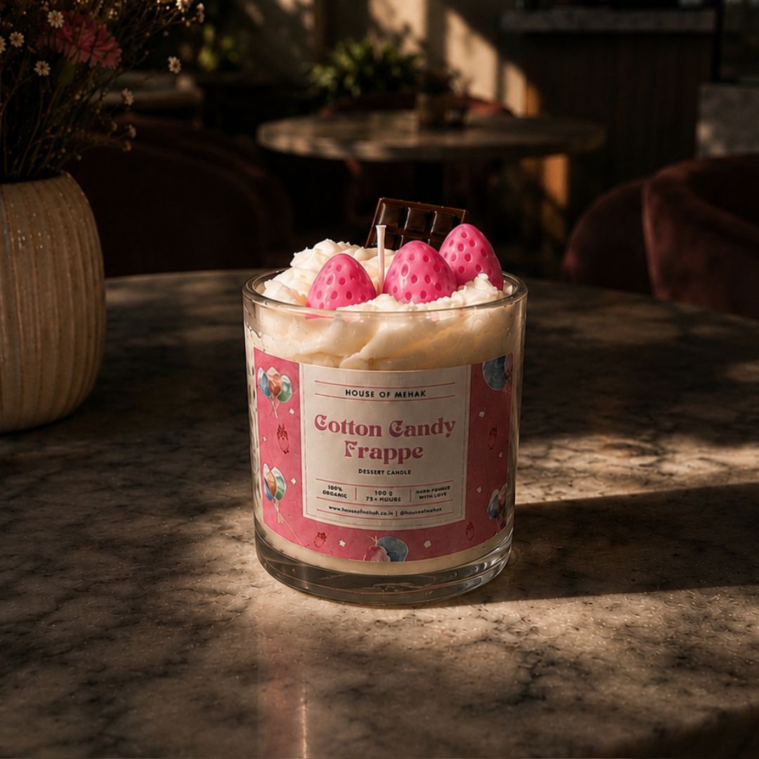 Cotton Candy Frappe - Pretty Pink | Designer Jar Scented Candle | Luxury Home Décor & Gifting