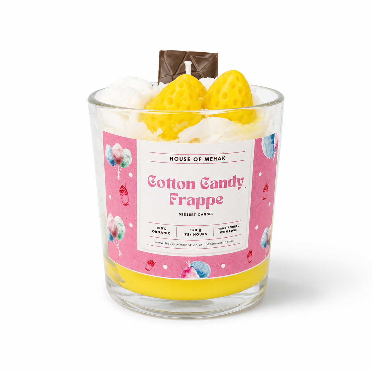 Cotton Candy Frappe - Sunny Yellow | Designer Jar Scented Candle | Luxury Home Décor & Gifting