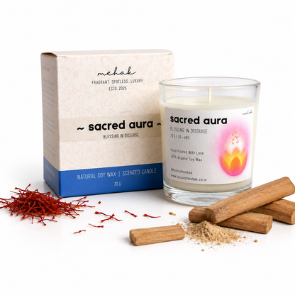 Sacred Aura - Kesar Chandan  | Shot Glass Scented Candle | Luxury Home Décor & Gifting