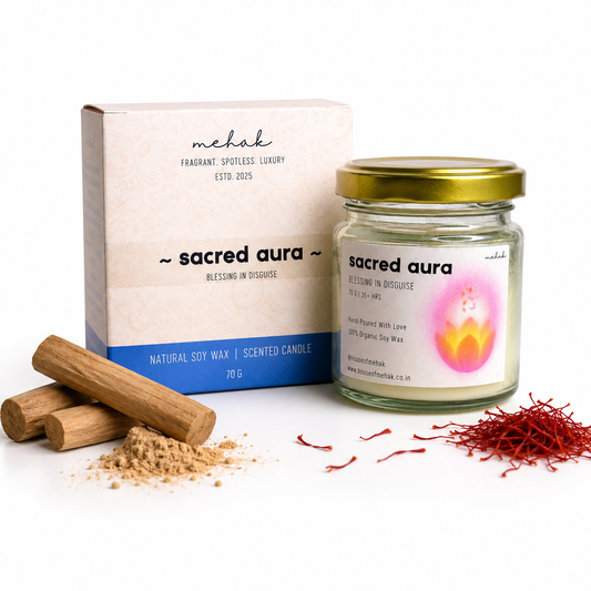 Sacred Aura - Kesar Chandan | Jar Scented Candle | Luxury Home Décor & Gifting