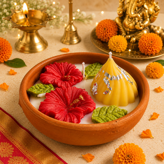 “Bappa’s Favourites” Terracotta Candle - Festive Collection | Rose Scented Candle | Perfect For Festive Decor and Gifting